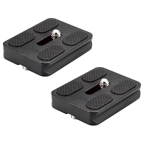 Neewer Pack of 2 PU-50 50 mm Universal Metal Quick Release Plate with 1/4 Inch Screw, Compliant with Standard for Camera Tripod Ball Joint (Black)