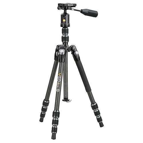 Vanguard VEO3T204CBP Carbon Fiber Travel Tripod with Ball Head, Removeable Pan Handle, and Quick Shoe with Built-in Smartphone Holder