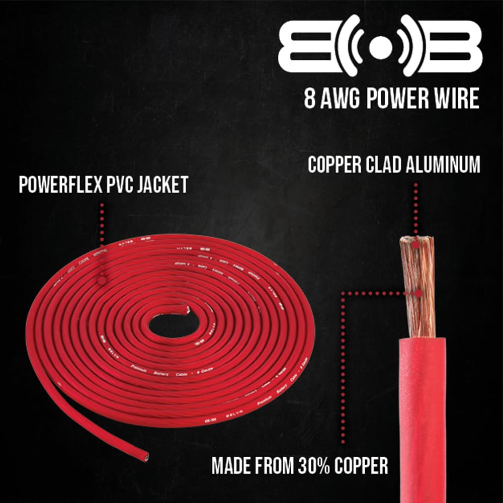 Belva BPK8 8 Gauge Amp Kit with Speaker Cable (CCA Wiring, NO RCA)