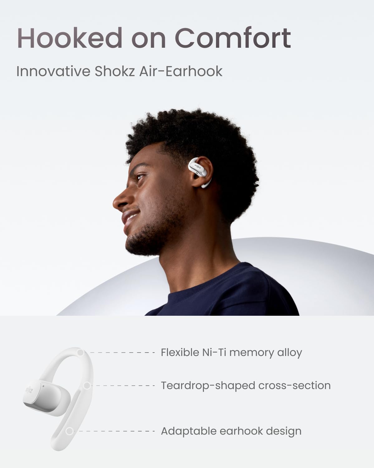SHOKZ OpenFit Air - Open-Ear Headphones, True Wireless Earbuds, Water Resistant, Secure Earhooks for Daily Use, White (Renewed)