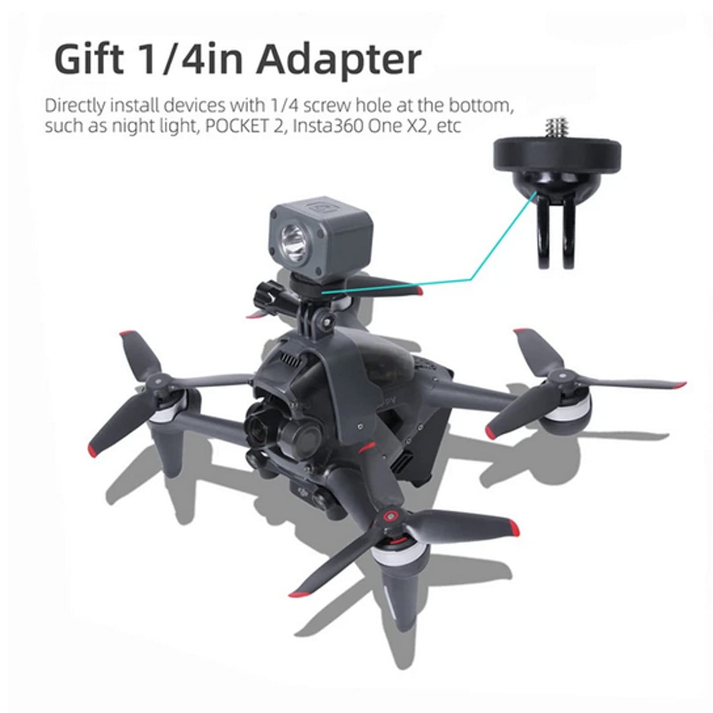 Honlyn Mounting Adapter Bracket Compatible with DJI FPV Mount Bracket Searchlight Gopro Pocket 2 Camera Drone Accessories