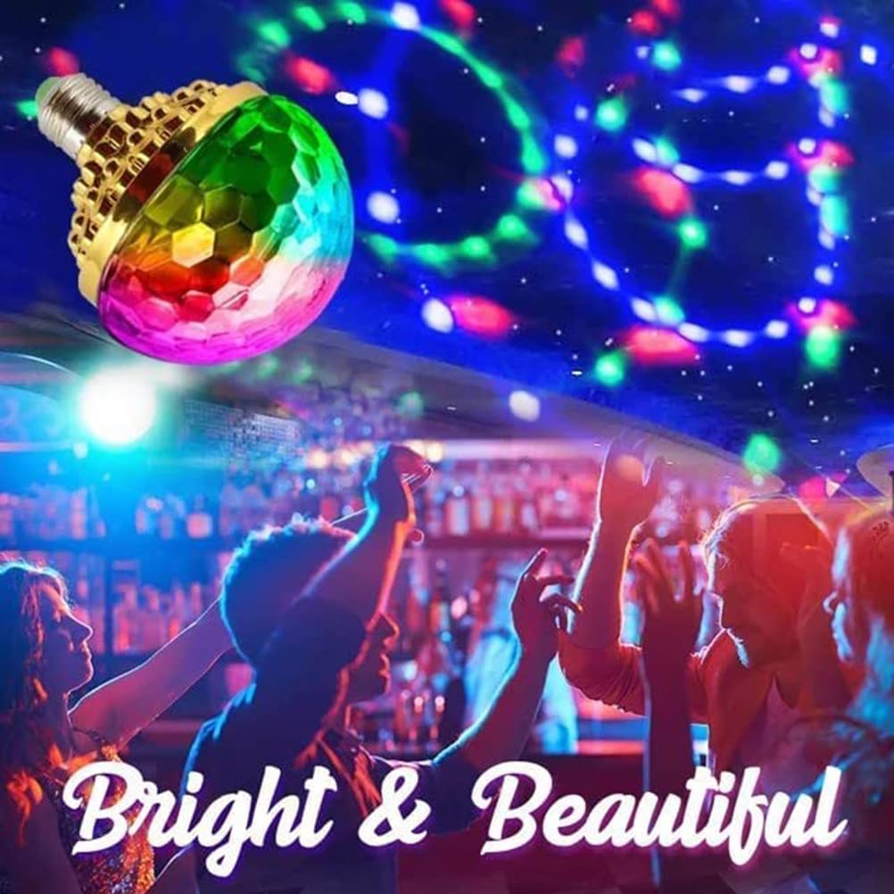 Faruxue Colorful Rotating Ball Light DJ Crystal RGB Party Light LED RGB Strobe Party Lamp Bulb Rotating Ball Light Bulb with Socket
