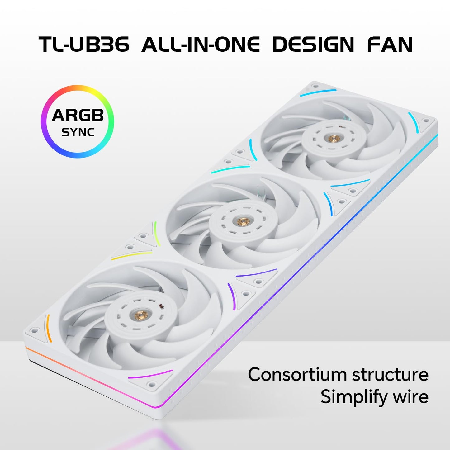 Thermalright TL-UB36W 360mm Single-Frame PC Cooling Case Fans - PWM 2150 RPM Speed | ARGB Lighting | High Airflow | Single Modular Cable, for Chassis
