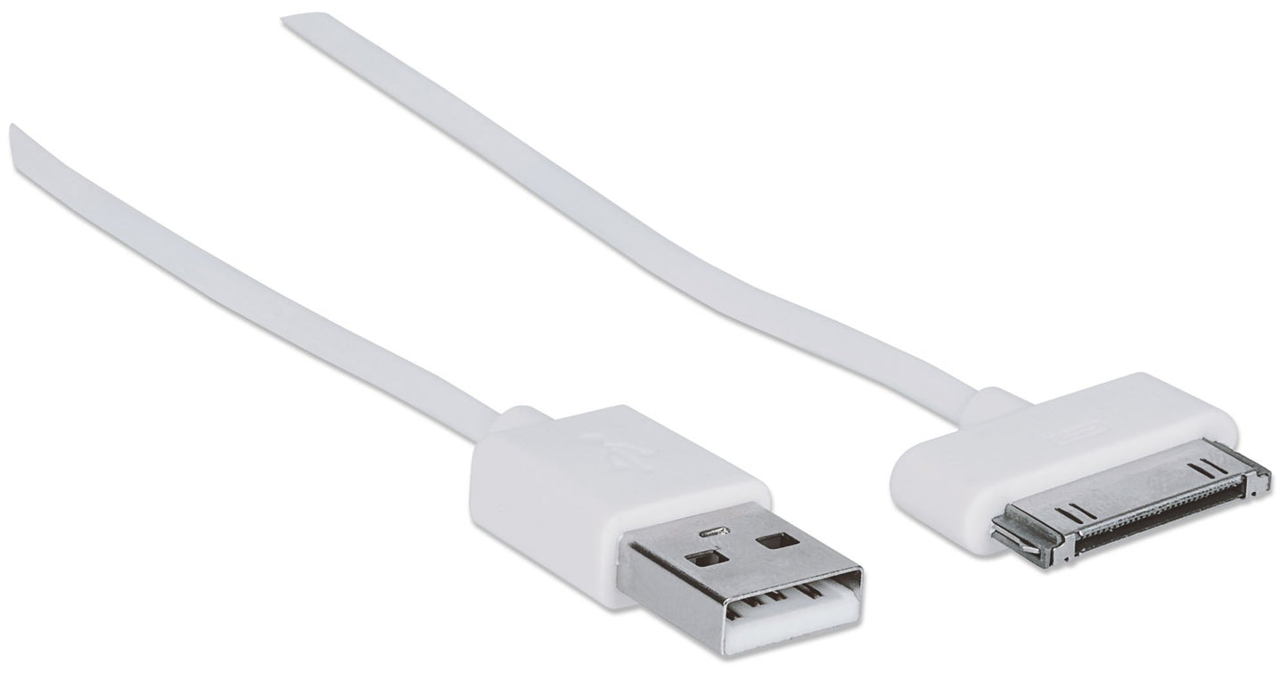 Manhattan 391856 A Male to 30-Pin Male, iLynk USB Cable for iPhone, iPod, White (4 feet)
