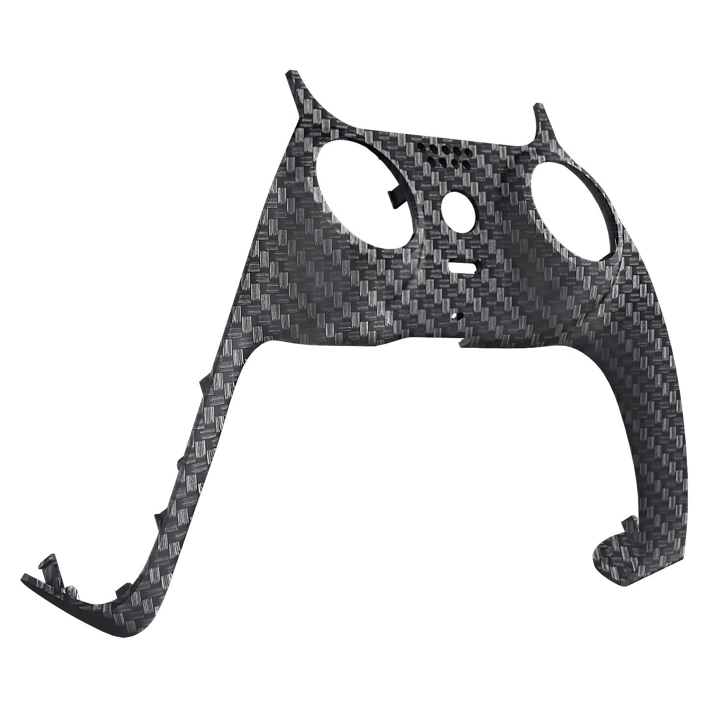 eXtremeRate Black Silver Carbon Fiber Decorative Trim Shell Compatible with p s 5 Controller, Soft Touch Replacement Clip Shell, Custom Plates Cover