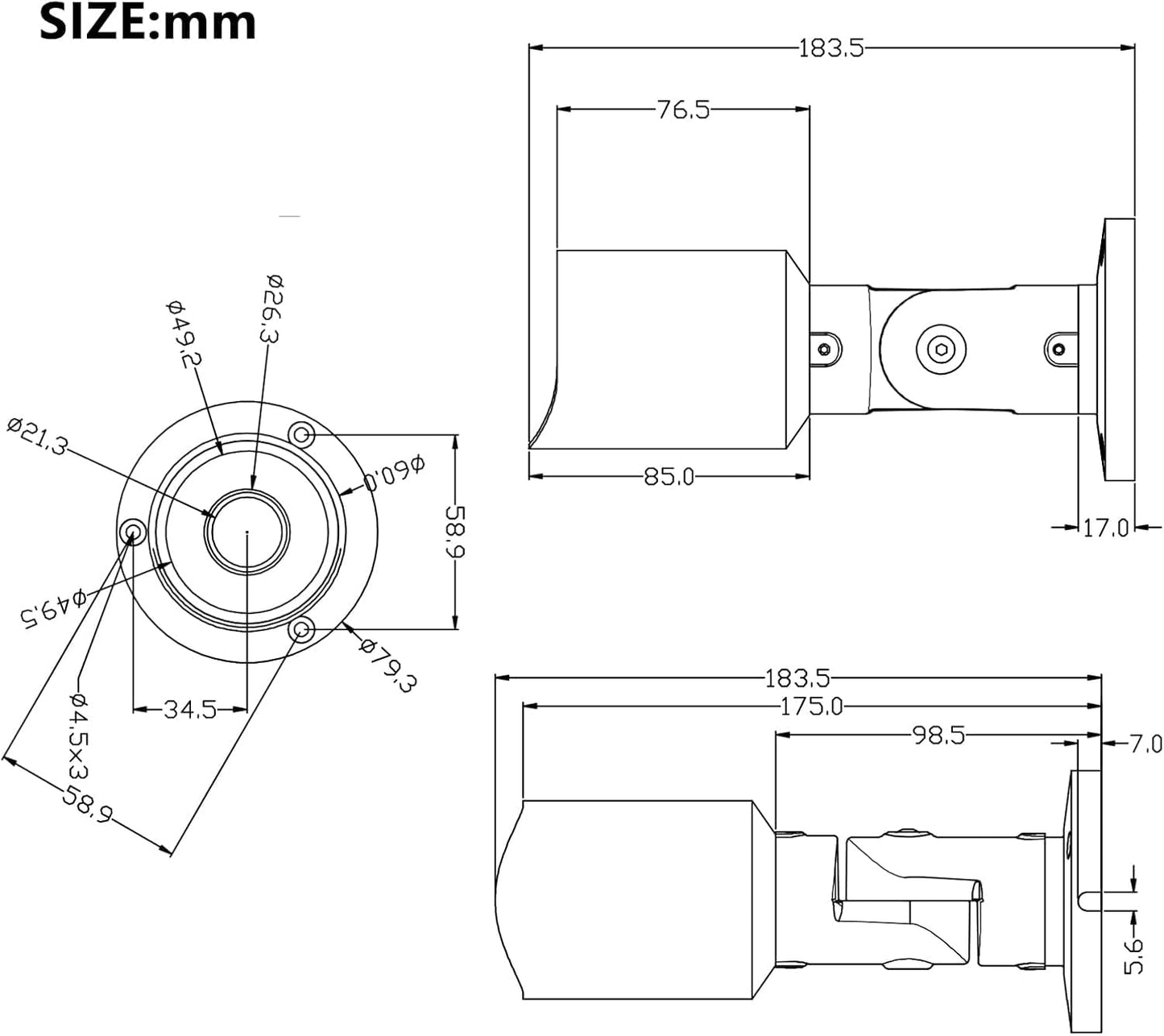 Inwerang 5MP PoE IP Security Camera, H.265 Bullet IP Camera with 105° Wide Angle, 2.8mm Lens, 80ft Night Vision, Compatible with Third-Party NVRs