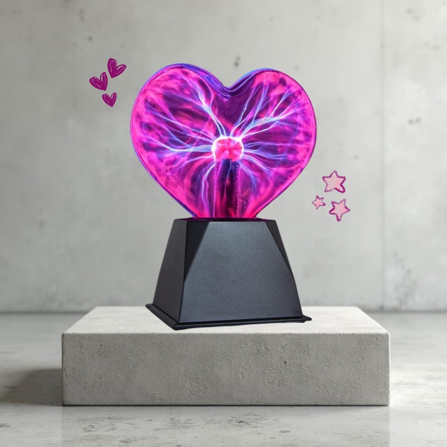 Tradeopia 8 Inch Heart Shaped Touch & Sound Sensitive Plasma Lamp, Globe for Home & Office Decoration