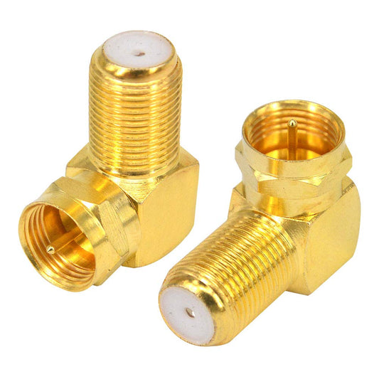Boobrie 2-Pack Coax Cable 90 Degree Adapter RG6 F Type Male to Female Right Angle Coax Connector RG6 Coaxial Cable Right Angle Connector for Wall