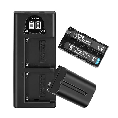 JYJZPB 2 Pack NP-F550 Batteries and Dual Charger Compatible for Sony NP F970 F750 F770 F960 F550 F530 F570 CCD-SC55 TR516 TR716 TR818 TR910 TR917