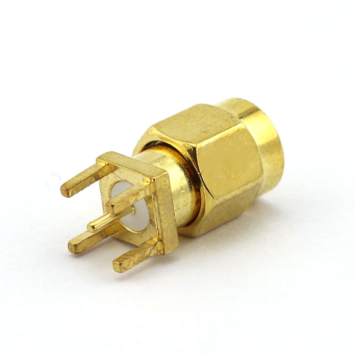 DGZZI 5-Pack SMA Male RF Coaxial Adapter 4 Pins Square Stand Straight Connector PCB Panel Mount Plug Jack Connector