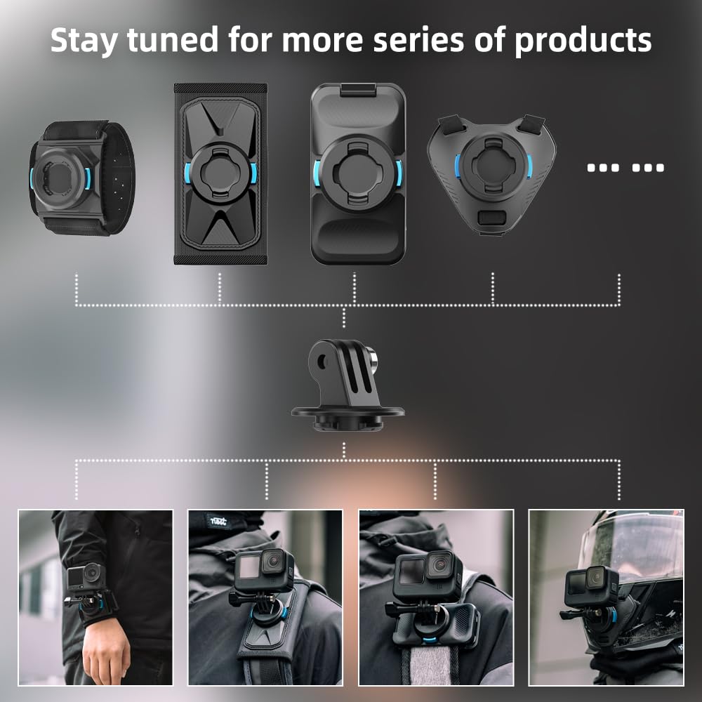 SUREWO Magnetic Quick Release Wrist Strap Mount Compatible with Go Pro Hero 13/12/11/10/9/8/7//6/5 Black,DJI Osmo Action 6/5Pro/4/3/2,Insta 360 ONE