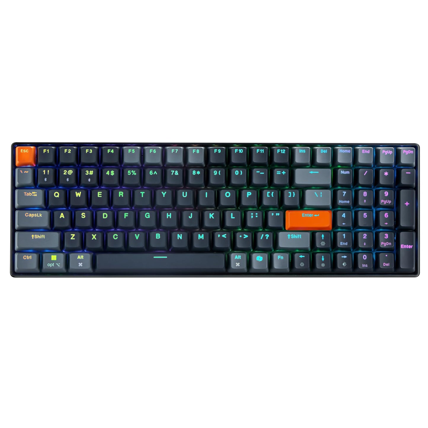 Adesso EasyTouch 1200 Wired/Wireless/Bluetooth Multi-OS Illuminated Mechanical VIA Mini Keyboard with Copilot Ai Hotkey