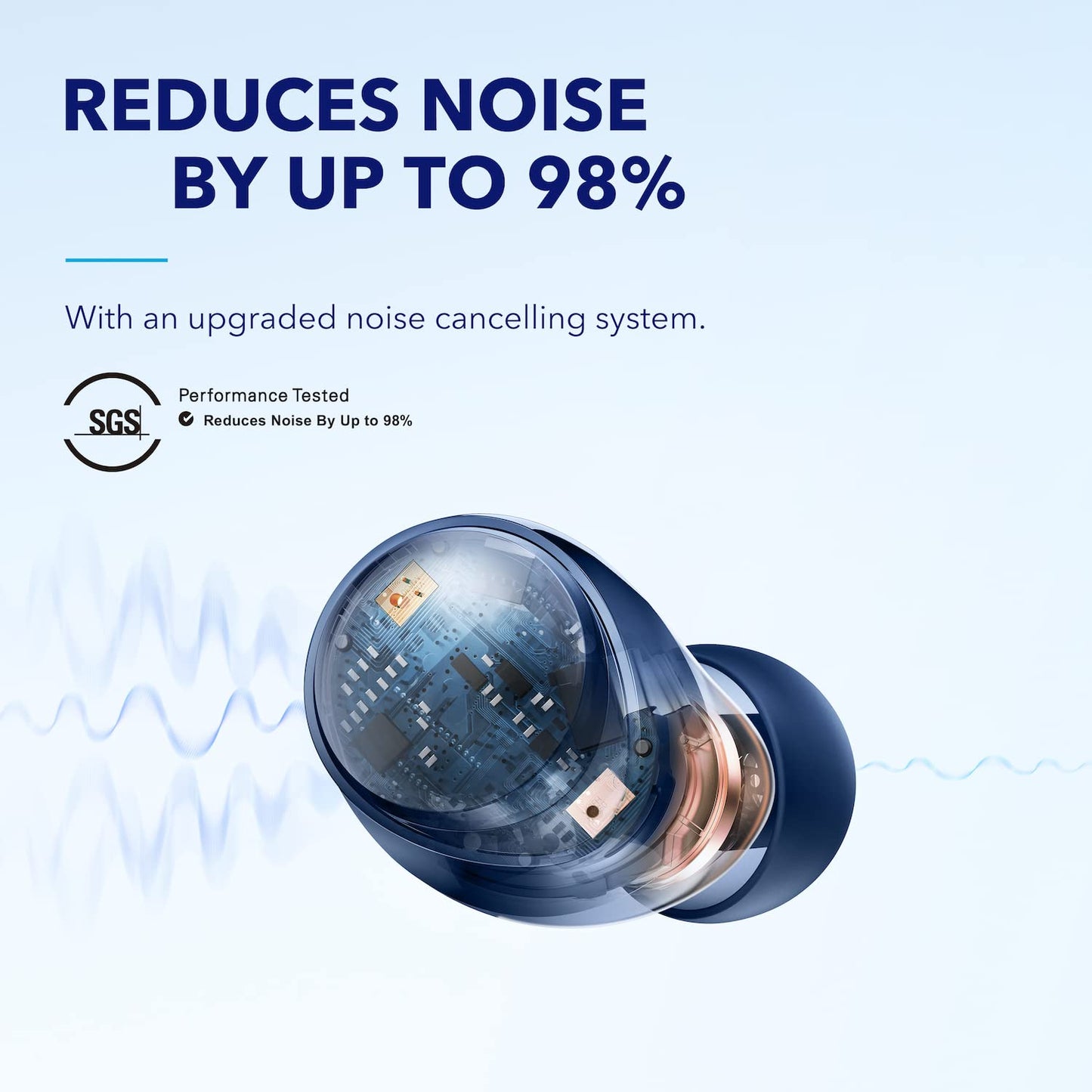 Soundcore by Anker Space A40 Auto-Adjustable Active Noise Cancelling Wireless Earbuds, Reduce Noise by Up to 98%, 50H Playtime, Hi-Res Sound