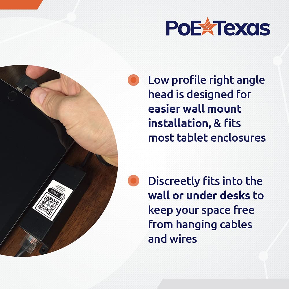 PoE Texas Ethernet to Lightning Adapter - 12 Watt Power and Data for iPad Tablets, iPhone - 802.3af PoE Splitter for POS, Kiosks, Digital Signage