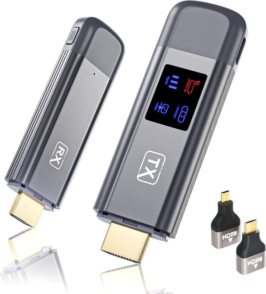 TTQ Wireless HDMI Transmitter and Receiver 2026 Upgraded Extender 4K Decode Input 1080P Output Plug&Play Portable 2.4G/5.8G for Video and Audio