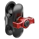 Tackform 2" Long Metal 20mm Ball and Socket Arm DuraLock 20 Series | Dual 20mm Sockets with Optional Anti-Theft Knob | Black with Red Billet Accent