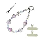 NUANJUYU Handmade Flower & Butterfly Phone Wrist Strap Lanyard - Detachable Anti-Drop Strap with 2 Tether Tabs & Mini Cord - Sparkling Rhinestone