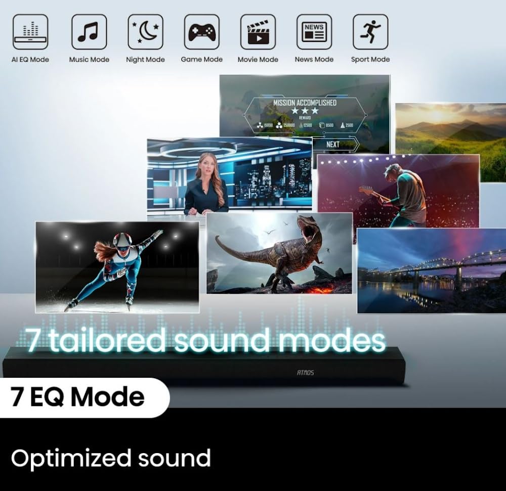 Hisense 3.1 Ch 380W Soundbar with Wireless Subwoofer and Dolby Atmos, 5-Speaker Array, 7 EQ Modes, HDMI eARC Port, Bluetooth, Surround Sound - R632