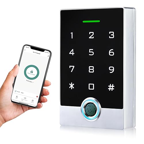 Wireless WiFi TUYA Access Control System, Fingerprint Password Stand-Alone Door Access Control Keypad with ID Keyfob, WG26/34 EM Card Reader Access