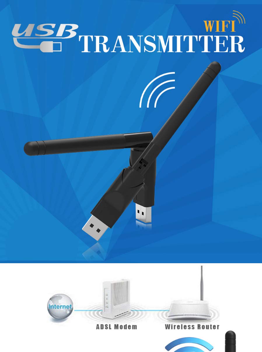 RT5370 USB 2.0 150mbps WiFi Wireless Network Card 802.11 B/g/n LAN Adapter with Rotatable Antenna Black-GOLDEN BLUE