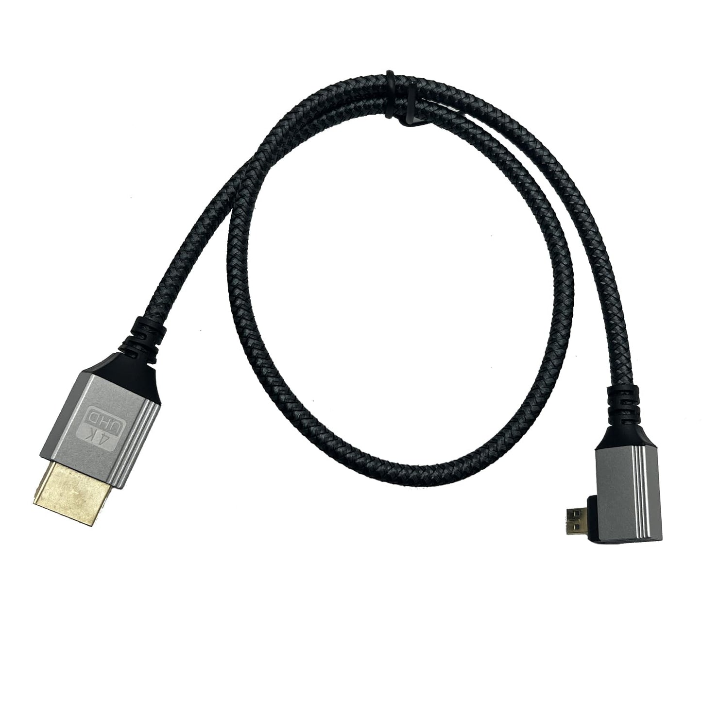 Seadream Angled 4K Micro HDMI to HDMI Cable 2Pack Full HDMI to Micro HDMI Right Angled Braided Gold Plated Cord Support 3D 4K/60Hz 1080p,Aluminum