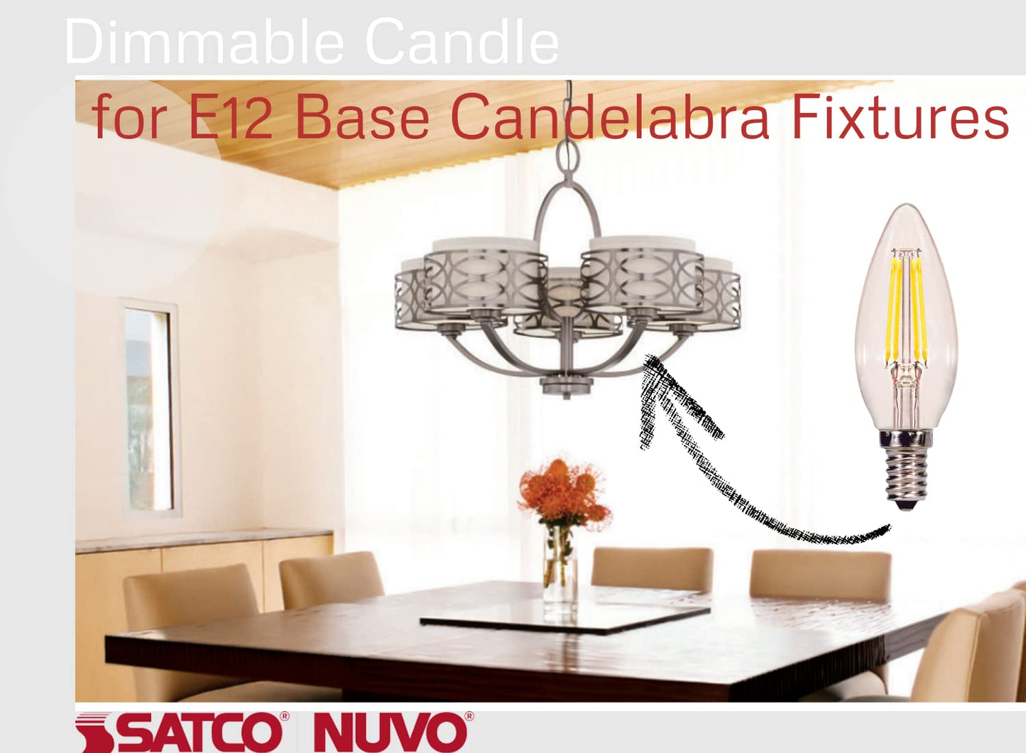 Satco S29877 Candelabra Bulb in Light Finish, Clear