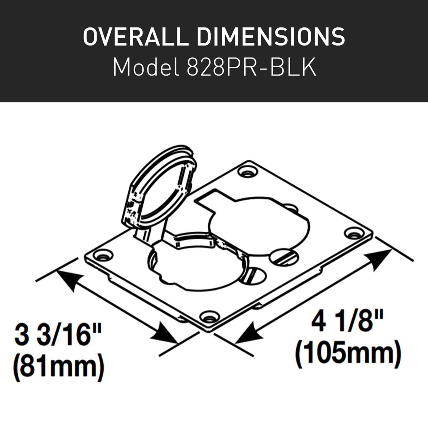 Legrand Wiremold 828PR-BLK OmniBox/Modulink Rectangular Plastic Duplex Cover Plate, Black (1 Pack)