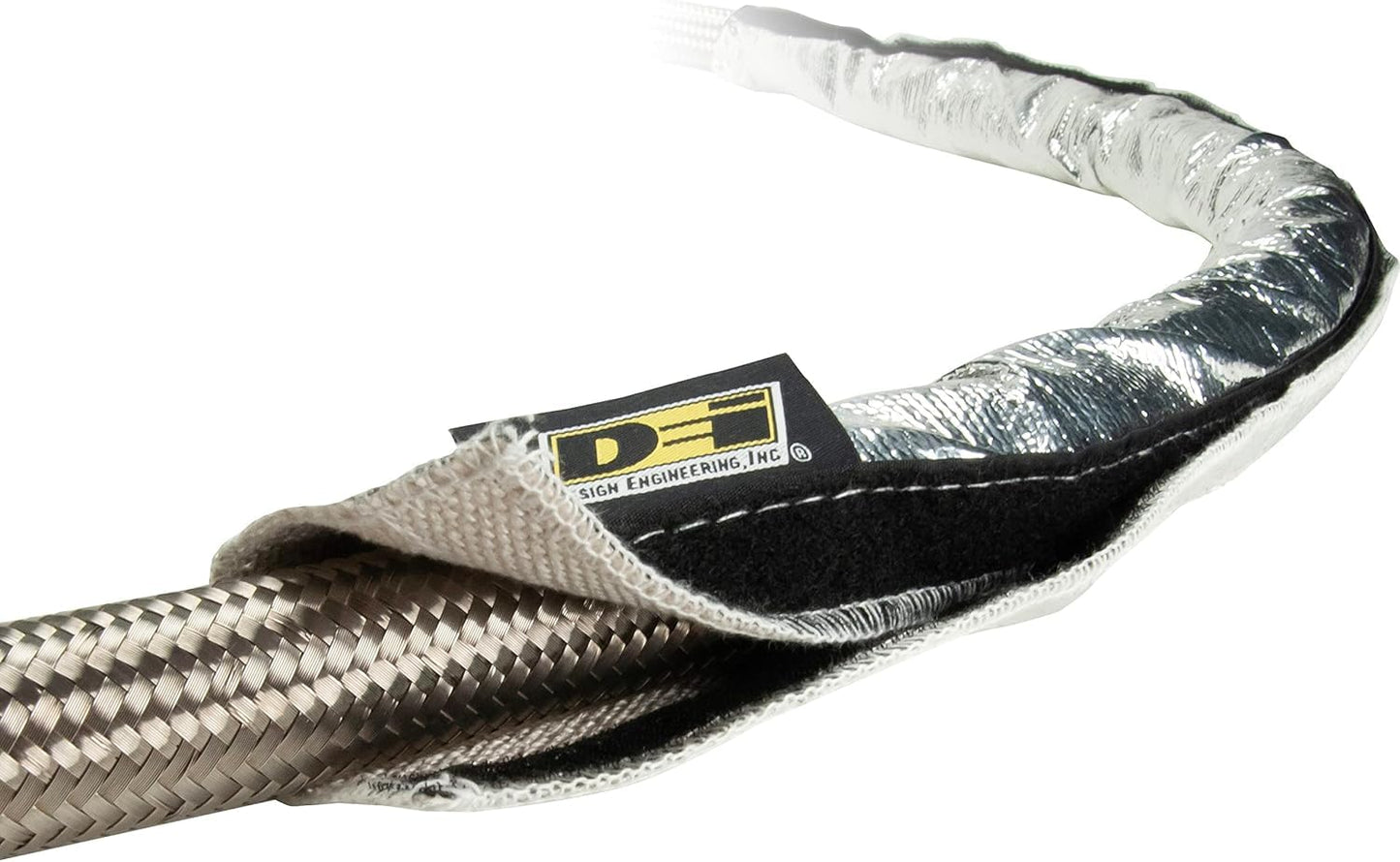 Design Engineering Heat Shroud™ - 2" - 2-1/2" I.D. x 3 ft Aluminized Line Sleeving | Reflects Radiant Heat up to 2000°F | High-Temperature Protection