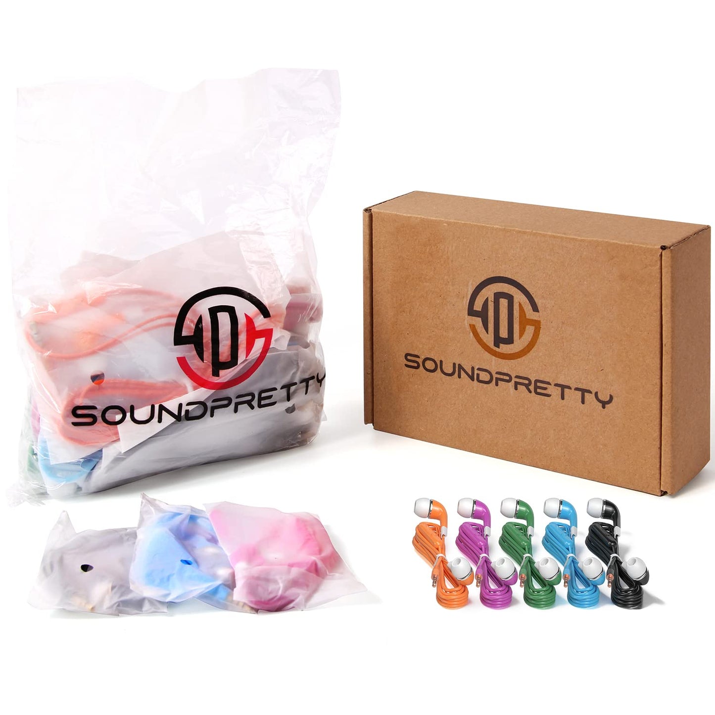 SP SOUNDPRETTY Bulk Earbuds with Microphone 10 Pack, Wired Earbuds Earphones Multicolor Headphones with mic for Kids for School for Classroom Students