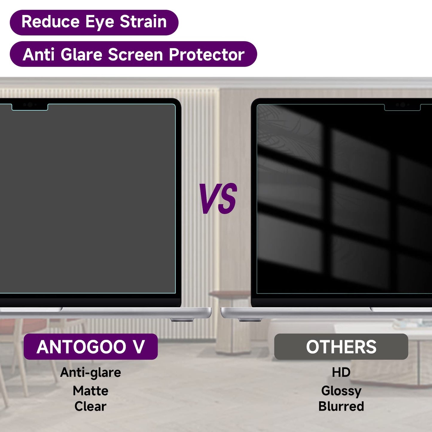 2 Pack Anti Blue Light Screen Protector Compatible with Macbook Pro 14 inch (M2 Pro / M2 Max / M1 Pro / M1 Max), Eye Protection Anti Blue Light Anti