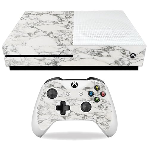 MightySkins Skin Compatible with Microsoft Xbox One S - White Marble | Protective, Durable, and Unique Vinyl Decal wrap Cover | Easy to Apply, Remove
