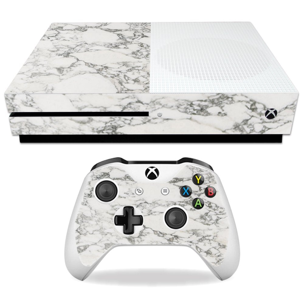 MightySkins Skin Compatible with Microsoft Xbox One S - White Marble | Protective, Durable, and Unique Vinyl Decal wrap Cover | Easy to Apply, Remove