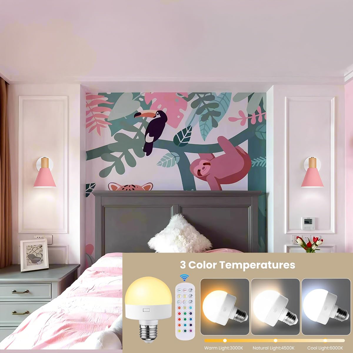 Vechoicy Battery Operated Wall Sconces Lighting Set of 2, Adjustable Wireless Wall Lamp, Cordless Wall Lighting with Remote and Dimmable Rechargeable