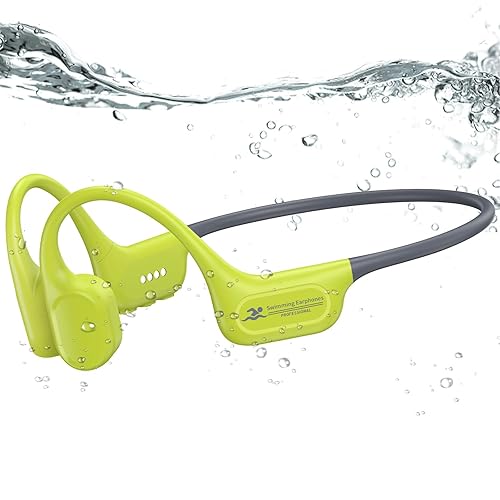 Swimming Headphones IP68 Waterproof, Open Ear Bone Conduction Headphones Bluetooth 5.4 with 32GB MP3 Player, Secure Comfort Underwater Swim Earbuds…