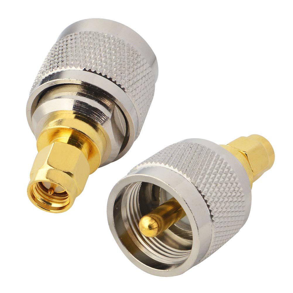 Boobrie 2-Pack UHF to SMA Coax Jack Connector PL259 PL-259 Adapter UHF Male to SMA Male Coaxial Connector Low Loss Coax Adapter for CB Radio Antenna