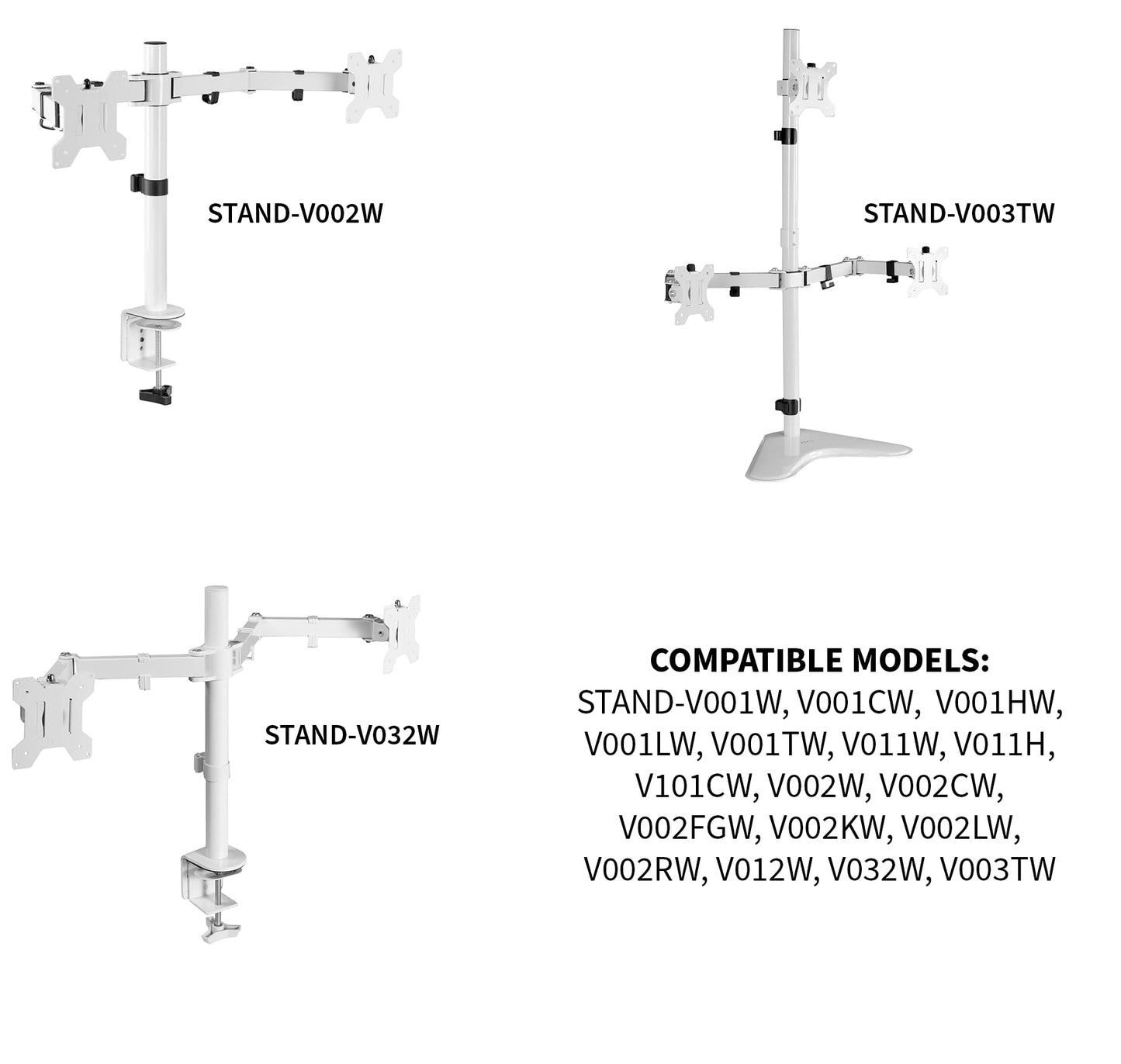 VIVO White Fully Adjustable Dual Monitor Arm for Desk Mount Stand, Double Monitor Arm for 2 Screens up to 27 inches, PT-SD-AM02AW
