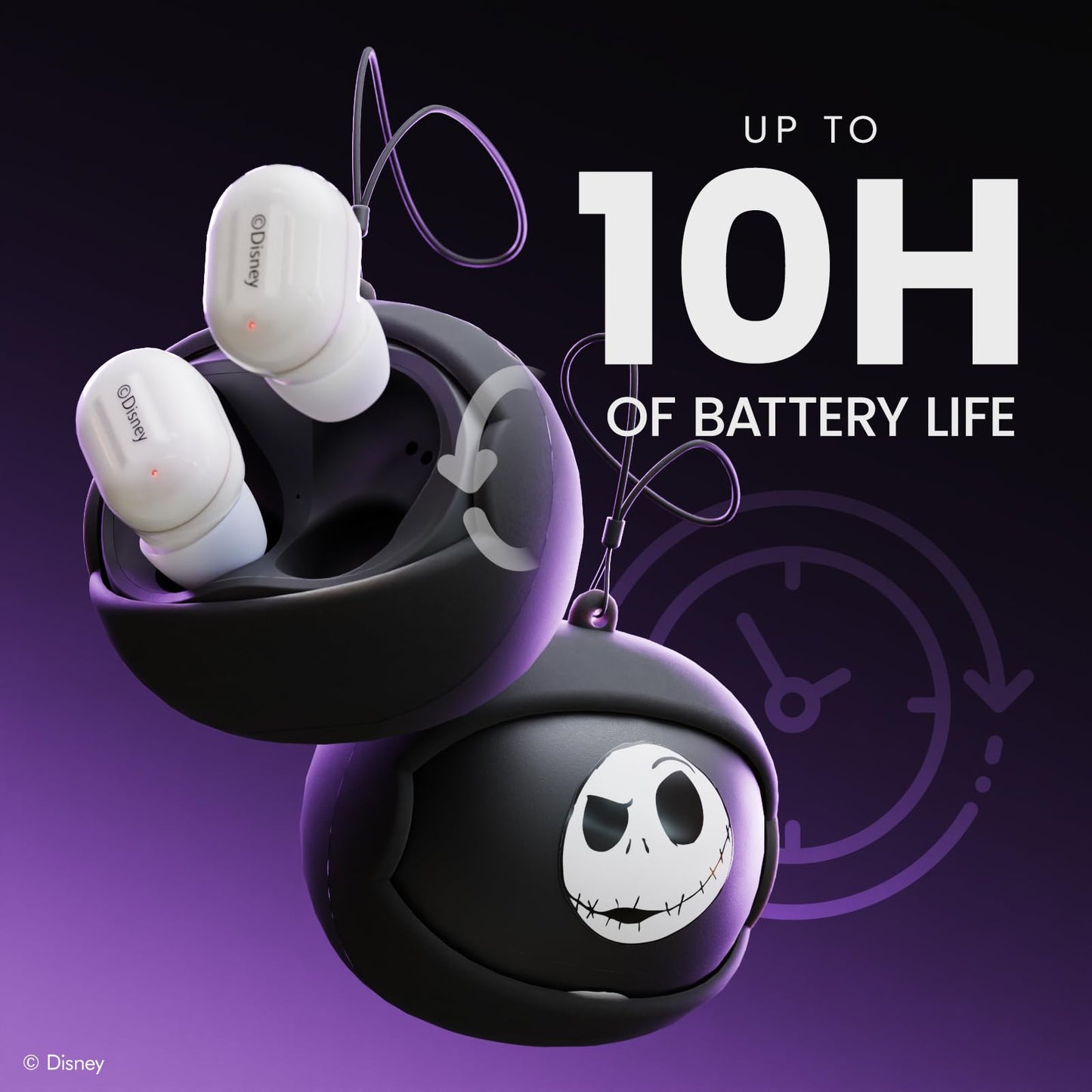 iJoy The Nightmare Before Christmas Wireless Earbuds W/Charging Case | Rotating Earbud Case Features 3 Jack Skellington Designs | Jack Skellington…