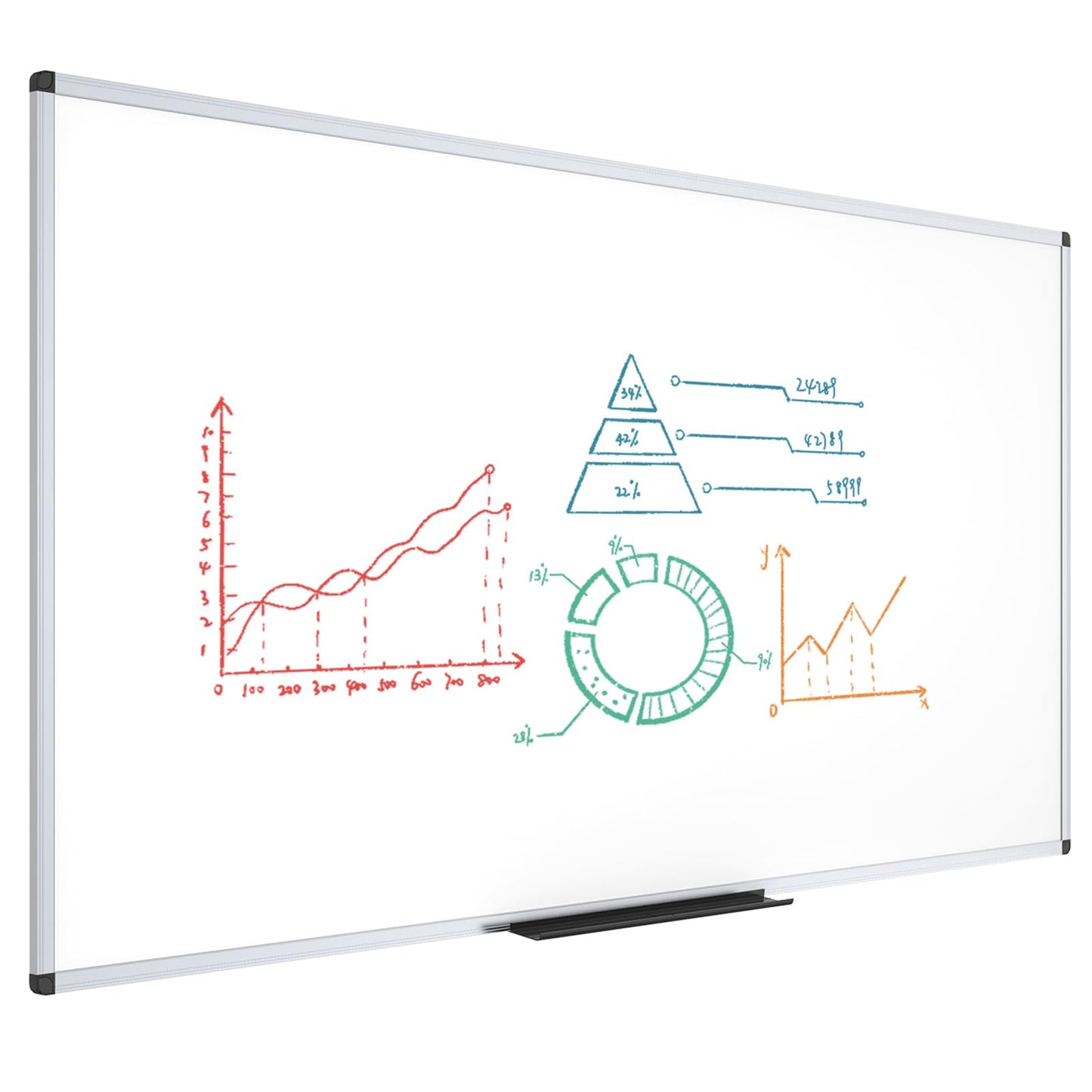 VIZ-PRO Dry Erase Board/Magnetic Whiteboard, 96 x 48 Inches, Large Wall Mounted Board for School Office and Home 8' x 4'