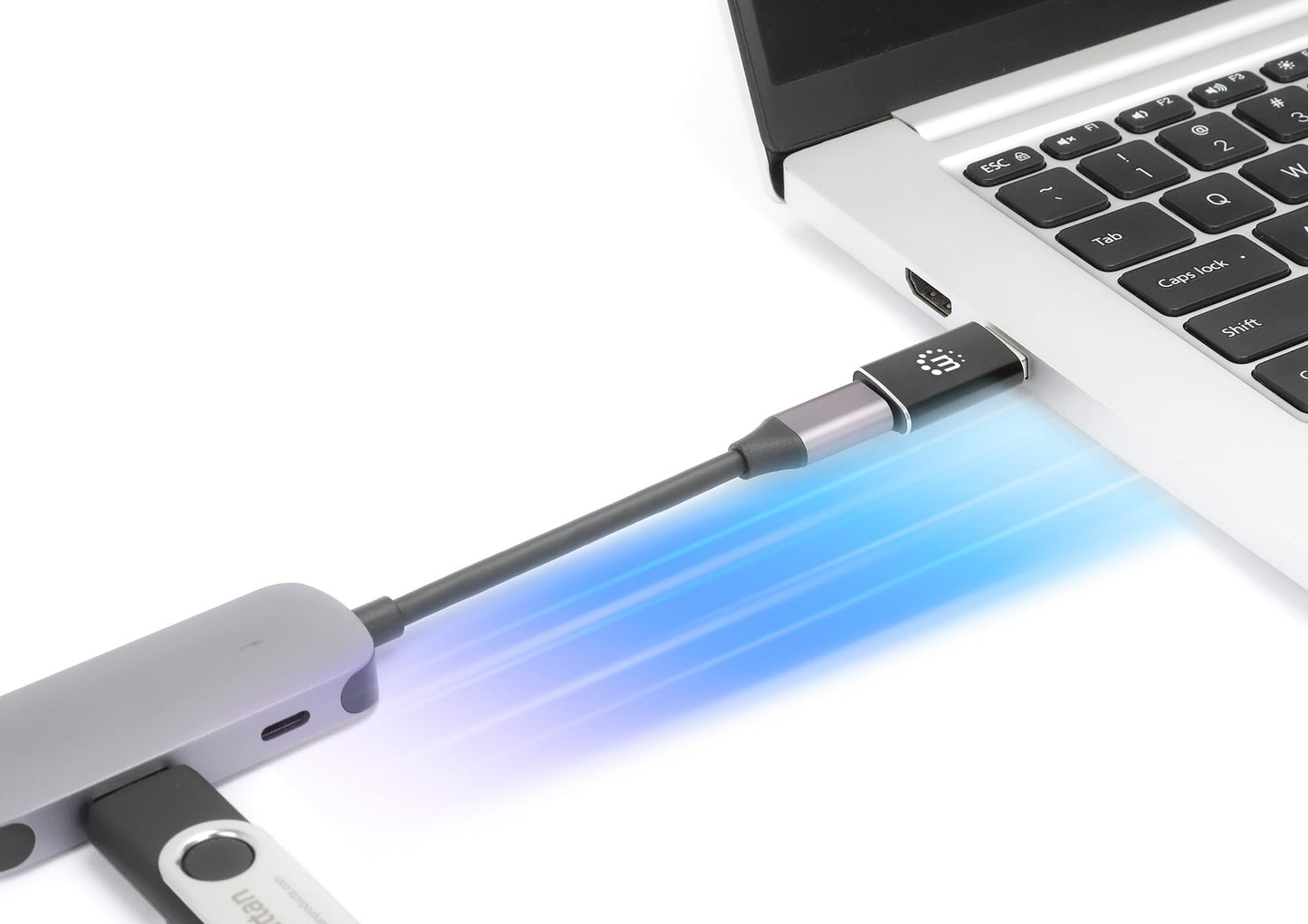 Manhattan USB 3.2 Gen 2 Type A Male to Type C Female Adapter 10Gbps SuperSpeed+ USB 3A Aluminum Black