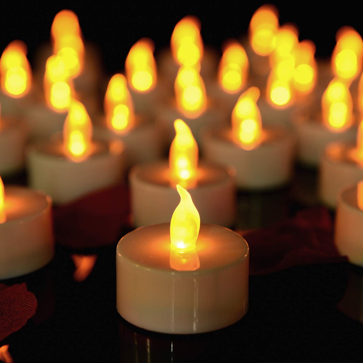 Pandaing Lasts 2X Longer Flameless Tealight Candles [100 Pack, Batteries Included], Realistic Tea Lights Candles, Flickering Bright Tealights, Battery