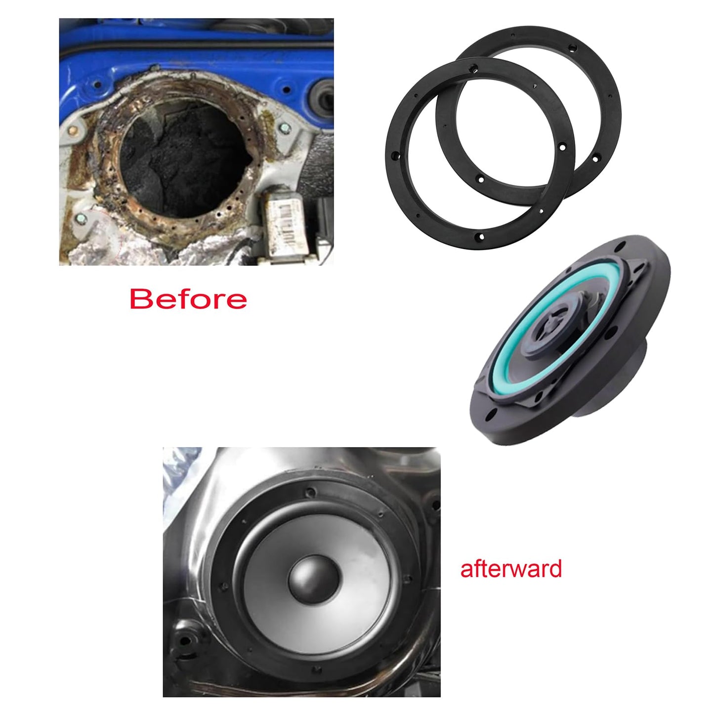 SYCZIOHU 2Pcs 6.5 Inches Speaker Spacer Rings Hollow Speaker Washers Plastic Speaker Adapter Spacer Ring Replacement Part for Speaker Repair or