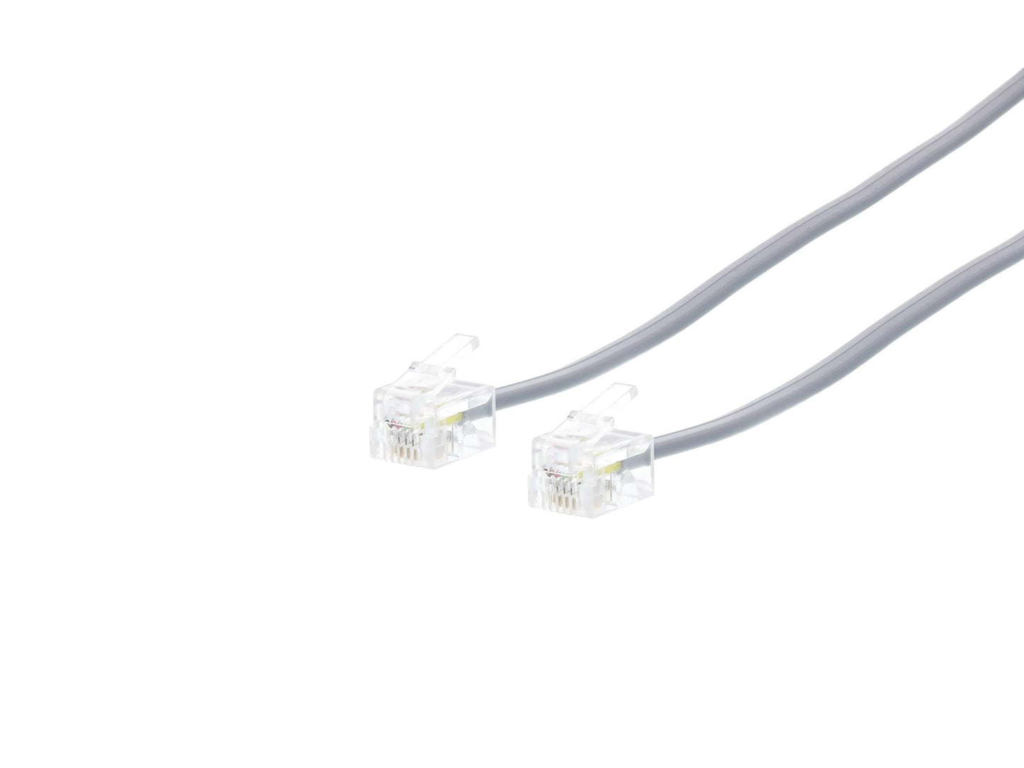 Networx® 7 Foot RJ11 Telephone Extension Cord - 6P4C Reverse Pinout - Silver Satin Landline Cable for Voice, Fax, DSL Modem