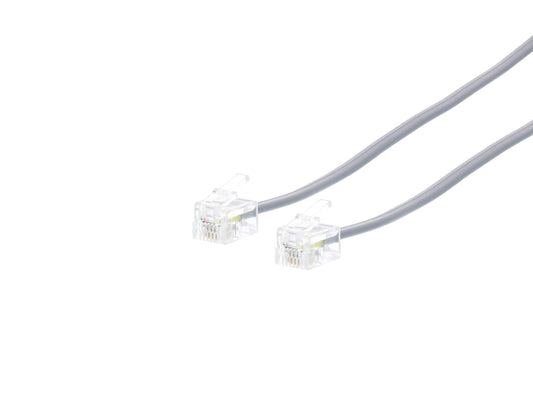 Networx® 7 Foot RJ11 Telephone Extension Cord - 6P4C Reverse Pinout - Silver Satin Landline Cable for Voice, Fax, DSL Modem