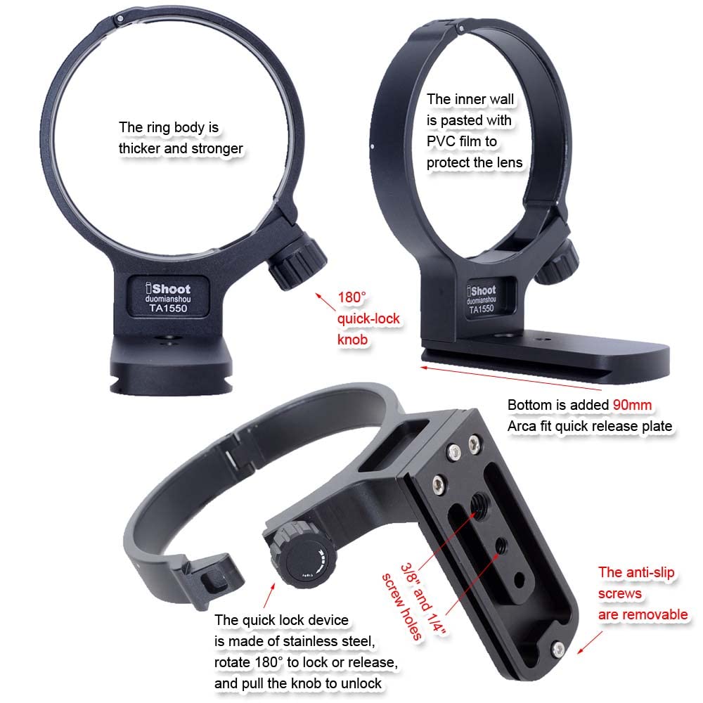 iShoot Metal Lens Collar Tripod Mount Ring Compatible with Tamron 150-500mm f/5-6.7 Di III VC VXD A057, Lens Support Holder Bracket Bottom is
