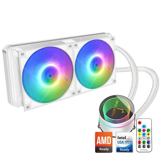 Dracaena.io 240mm AIO CPU Cooler - Single, Quiet PWM Fan for Small Form Factor PC with ARGB Controller & Aluminum Radiator - for AMD Ryzen 3/5/7