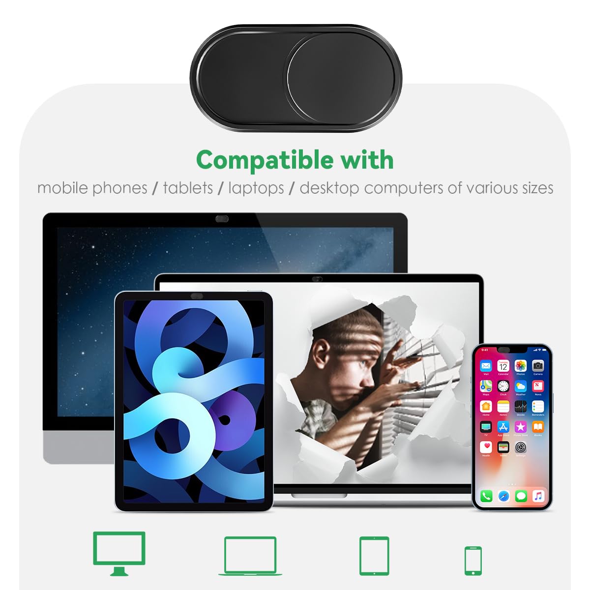 CloudValley Webcam Cover Slide[2-Pack], 0.023 Inch Ultra-Thin Metal Web Camera Cover for Macbook Pro, iMac, Laptop, PC, iPad Pro, iPhone 8/7/6 Plus