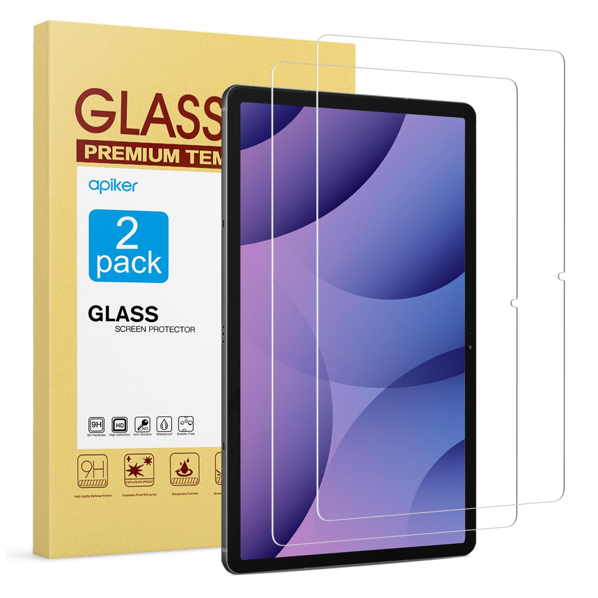 apiker 2 Pack Screen Protector for Galaxy Tab S10 Plus/S9 Plus/S9 FE+/S7 FE