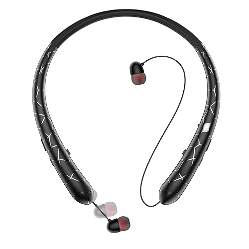 Finpola Neckband Bluetooth Headphone, Retractable Headphones with Bluetooth 5.3 & Noise Cancelling Mic，Neckband Headphones for Office Meetings…