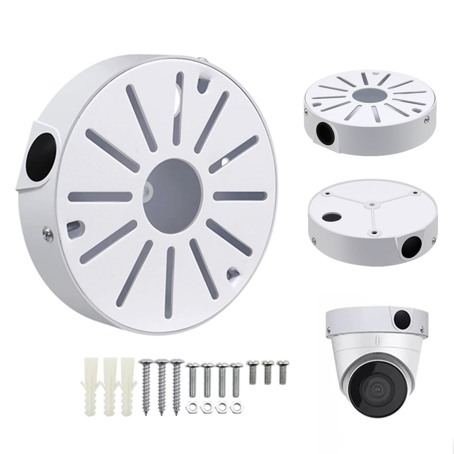 GledeYeTec Aluminum Alloy CCTV Camera Junction Box, Universal Dome Camera Mounting Adapter Compatible with Duahua IP Camera Arlo Solar Panel
