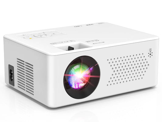 PURSHE Mini Bluetooth Projector, Full HD 1080P Supported Portable Outdoor Movie Projector for iOS, Android, Windows, Compatible with TV